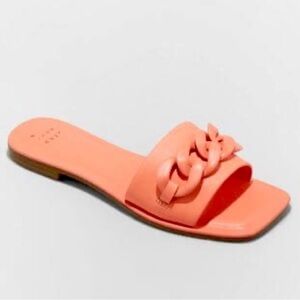 A new Day Women's Viv Chain Slide Coral Pink Sandals- NWT